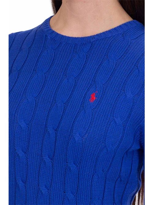 Maglia girocollo donna slim a trecce con ricamo logo POLO RALPH LAUREN | 211891640006